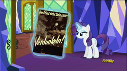 Size: 1280x720 | Tagged: safe, rarity, castle sweet castle, g4, my little pony: friendship is magic, exploitable meme, german, meme, poster removal meme, propaganda, world war ii