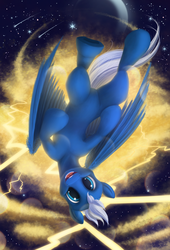 Size: 3402x5000 | Tagged: safe, artist:detomasko, night glider, pegasus, pony, g4, the cutie map, absurd resolution, cute, female, glideabetes, mare, moon, open mouth, shooting star, solo, stars, upside down, wing fluff