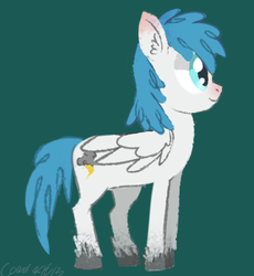 Size: 447x485 | Tagged: safe, artist:comickit, lightning bolt, white lightning, pegasus, pony, g4, female, green background, mare, simple background, solo