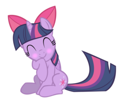 Size: 3000x2400 | Tagged: dead source, safe, artist:comfydove, twilight sparkle, alicorn, pony, apple bloom's bow, blushing, bow, cute, female, giggling, hair bow, mare, simple background, solo, transparent background, twiabetes, twilight sparkle (alicorn), vector