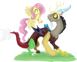 Size: 600x478 | Tagged: safe, artist:archeopony, discord, fluttershy, g4, floral head wreath