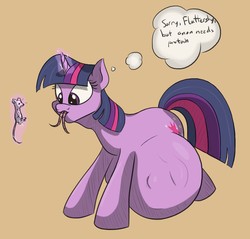 Size: 949x907 | Tagged: safe, artist:variant, edit, twilight sparkle, mouse, pony, unicorn, g4, abdominal bulge, animal prey, belly, dialogue, eaten alive, eating, female, implied unbirthing, mare, predation, simple background, swallowing, tail sticking out, throat bulge, twipred, vore