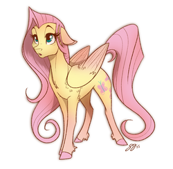 Size: 1000x974 | Tagged: safe, artist:probablyfakeblonde, fluttershy, pegasus, pony, g4, cute, female, floppy ears, mare, nervous, shyabetes, simple background, solo, unshorn fetlocks, white background