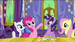 Size: 1920x1080 | Tagged: safe, screencap, fluttershy, pinkie pie, rarity, twilight sparkle, alicorn, pony, castle sweet castle, g4, animation error, female, mare, twilight sparkle (alicorn)