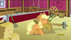 Size: 1920x1080 | Tagged: safe, screencap, applejack, castle sweet castle, g4, female, nose wrinkle, scrunchy face, solo