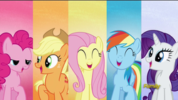 Size: 1920x1080 | Tagged: safe, screencap, applejack, fluttershy, pinkie pie, rainbow dash, rarity, castle sweet castle, g4, animation error