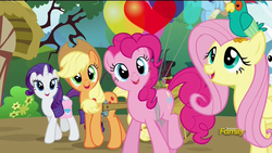 Size: 1920x1080 | Tagged: safe, screencap, angel bunny, applejack, fluttershy, pinkie pie, rainbow dash, rarity, castle sweet castle, g4, animation error