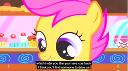 Size: 855x475 | Tagged: safe, screencap, scootaloo, g4, meme, youtube caption