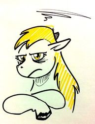 Size: 738x958 | Tagged: safe, artist:nemospecific, derpy hooves, pegasus, pony, g4, disappointed, female, mare, traditional art