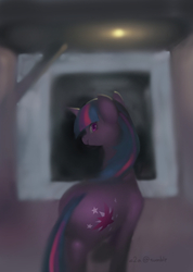 Size: 500x704 | Tagged: safe, artist:cabyowl, twilight sparkle, g4, butt, female, looking at you, looking back, plot, solo