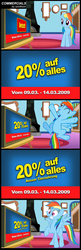 Size: 1036x3195 | Tagged: safe, artist:szinthom, rainbow dash, g4, german comic, 20% cooler, advertisement, advertising, cartoon, comic, comic strip, funny, german, germany, praktiker, television, television meme