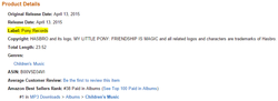 Size: 855x311 | Tagged: safe, amazon.com, pony records, songs of harmony, soundtrack, text