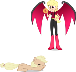 Size: 4243x4000 | Tagged: safe, artist:ambassad0r, applejack, megan williams, pony, equestria girls, g1, g4, absurd resolution, boots, cutie mark theft, equestria girls-ified, evil megan, g1 to equestria girls, g1 to g4, generation leap, high heel boots, shoes, simple background, transparent background, vector