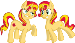 Size: 1024x581 | Tagged: safe, artist:spinoffjoe, sunset shimmer, pony, unicorn, g4, duality, self ponidox, split personality