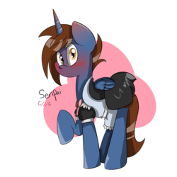 Size: 894x894 | Tagged: safe, artist:befishproductions, oc, oc only, oc:headlong flight, alicorn, pony, alicorn oc, blushing, clothes, crossdressing, dress, horn, maid, senpai, simple background, solo, transparent background, wings