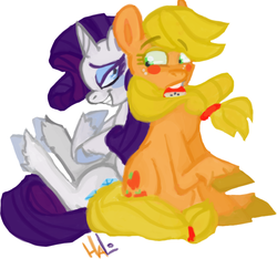 Size: 720x674 | Tagged: safe, artist:lavendire, applejack, rarity, g4, female, lesbian, ship:rarijack, shipping