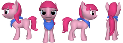 Size: 1630x582 | Tagged: safe, artist:darth-silas, pinkie pie, earth pony, pony, ponylumen, g4, 3d, 3d pony creator, alternate hairstyle, alternate timeline, alternate universe, ascot, clothes, filly, looking at you, perspective, pinkamena diane pie, scarf, smiling, younger