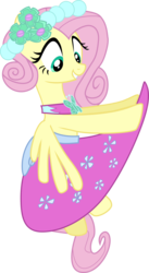 Size: 1697x3089 | Tagged: safe, artist:flareblitzfury, fluttershy, a canterlot wedding, g4, .svg available, bridesmaid dress, bridesmaid fluttershy, clothes, dress, flutterbeautiful, gown, playing with dress, simple background, skirt, transparent background, vector