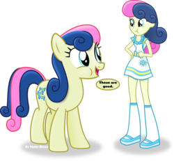 Size: 3752x3467 | Tagged: safe, artist:vector-brony, bon bon, sweetie drops, human, equestria girls, g4, eating, female, high res, human ponidox, mare, self paradox, self ponidox, simple background, square crossover, transparent background