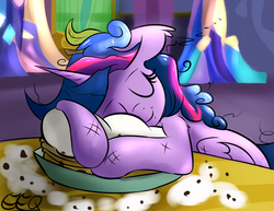 Size: 1500x1157 | Tagged: safe, artist:freefraq, twilight sparkle, alicorn, pony, castle sweet castle, g4, cute, female, freefraq is trying to murder us, i'm pancake, mare, scene interpretation, sleeping, solo, twiabetes, twilight sparkle (alicorn)