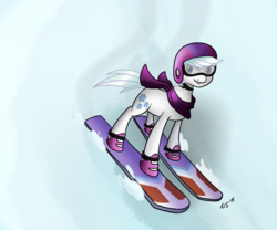 Size: 1800x1500 | Tagged: safe, artist:novaspark, double diamond, pony, g4, goggles, male, skiing, solo