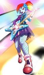 Size: 1777x3010 | Tagged: safe, artist:ryou14, rainbow dash, equestria girls, friendship through the ages, g4, my little pony equestria girls: rainbow rocks, female, fishnet stockings, rainbow punk, solo