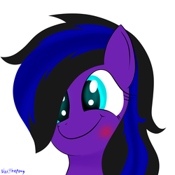 Size: 2500x2500 | Tagged: safe, artist:asknoxthepony, oc, oc only, oc:nox stella, pegasus, pony, :t, blushing, bust, cute, female, high res, mare, portrait, simple background, smiling, white background