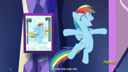 Size: 1279x714 | Tagged: safe, screencap, rainbow dash, castle sweet castle, g4, meme, youtube caption