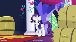 Size: 1281x713 | Tagged: safe, screencap, rarity, castle sweet castle, g4, meme, solo, youtube caption