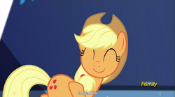 Size: 1281x713 | Tagged: safe, screencap, applejack, castle sweet castle, g4, my little pony: friendship is magic, meme, youtube caption