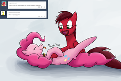 Size: 1280x853 | Tagged: safe, artist:ask-puppy-pie, artist:egstudios93, pinkie pie, oc, g4, ask, behaving like a dog, ponysona, puppy pie, tumblr