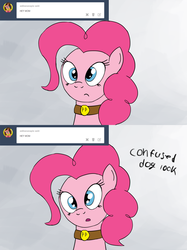 Size: 1280x1707 | Tagged: safe, artist:ask-puppy-pie, artist:egstudios93, pinkie pie, g4, ask, behaving like a dog, head tilt, puppy pie, tumblr