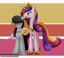 Size: 1280x1151 | Tagged: safe, artist:loboguerrero, octavia melody, princess cadance, g4, crack shipping, ear bite, female, lesbian, octavidance, shipping