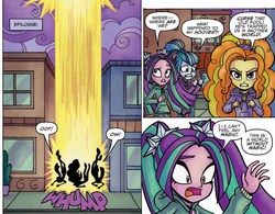 Size: 858x670 | Tagged: safe, idw, official comic, adagio dazzle, aria blaze, sonata dusk, equestria girls, fiendship is magic #3, g4, my little pony: fiendship is magic, spoiler:comic, the dazzlings