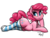 Size: 800x600 | Tagged: safe, artist:php7, artist:phurie edits, edit, pinkie pie, earth pony, pony, g4, adorasexy, belly button, clothes, cute, diapinkes, draw me like one of your french girls, female, lying down, pinup, prone, sexy, simple background, socks, solo, striped socks, thigh highs, transparent background