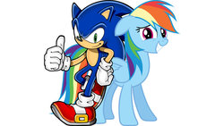Size: 900x506 | Tagged: artist needed, source needed, useless source url, safe, rainbow dash, g4, copy and paste, crossover, duo, female, male, sonic the hedgehog, sonic the hedgehog (series)