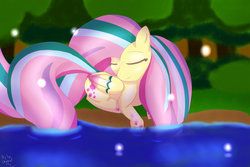 Size: 1024x683 | Tagged: safe, artist:digiko-kagami, fluttershy, firefly (insect), g4, peaceful, rainbow power