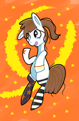 Size: 555x847 | Tagged: safe, artist:darabirb, oc, oc only, earth pony, pony, clothes, cute, ponytail, socks, striped socks