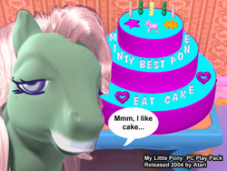 Size: 640x480 | Tagged: safe, minty, g3, activity, cake, computer, decorate, game, nightmare fuel, pack, party, pc, play