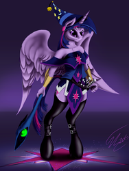 Size: 1500x2000 | Tagged: safe, artist:althyra-nex, twilight sparkle, anthro, unguligrade anthro, g4, dark magician girl, female, solo, twilight sparkle (alicorn), yu-gi-oh!