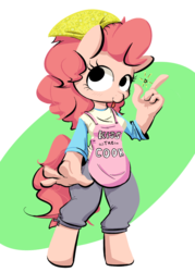 Size: 1154x1616 | Tagged: safe, artist:nobody, pinkie pie, earth pony, anthro, g4, :p, apron, bandana, clothes, cute, female, simple background, solo, tongue out, transparent background