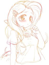 Size: 634x845 | Tagged: safe, artist:mococo, fluttershy, equestria girls, g4, blushing, female, humanized, solo