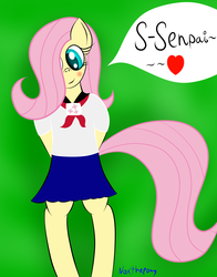 Size: 1911x2439 | Tagged: safe, artist:asknoxthepony, fluttershy, g4, blushing, clothes, cute, sailor uniform, school uniform, senpai