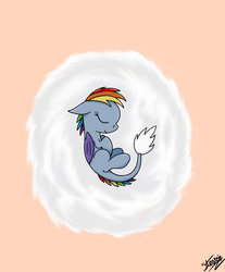 Size: 900x1086 | Tagged: safe, artist:vigilantefreak, oc, oc only, oc:wild strike, hybrid, female, filly, interspecies offspring, offspring, parent:discord, parent:rainbow dash, parents:discodash, sleeping, solo