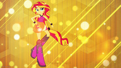 Size: 1024x576 | Tagged: safe, artist:xebck, artist:xxstrawberry-rosexx, sunset shimmer, equestria girls, g4, my little pony equestria girls: rainbow rocks, ponied up, pony ears, solo, vector, wallpaper