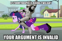 Size: 540x359 | Tagged: safe, spike, twilight sparkle, dog, equestria girls, g4, meme, random, spike the dog, star wars, stormtrooper, your argument is invalid