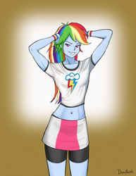 Size: 695x900 | Tagged: safe, artist:donutwish, rainbow dash, equestria girls, g4, belly button, clothes, female, midriff, multiple variants, skirt, solo