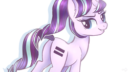 Size: 1920x1080 | Tagged: dead source, safe, artist:hawthornss, starlight glimmer, pony, unicorn, g4, the cutie map, butt, equal cutie mark, female, glimmer glutes, lidded eyes, looking at you, mare, plot, s5 starlight, smiling, solo, wallpaper