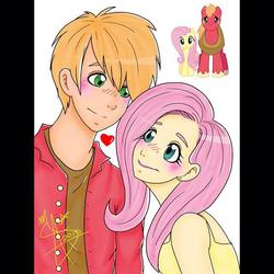 Size: 640x640 | Tagged: safe, big macintosh, fluttershy, human, g4, female, humanized, male, ship:fluttermac, shipping, straight