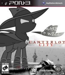 Size: 767x881 | Tagged: safe, artist:nickyv917, mare do well, g4, batman arkham city, esrb, playstation, playstation 3, t rating